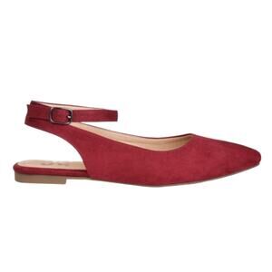 Journee Women's Preea Ankle Strap Closed Toe Flats Wine Size 5 1/2